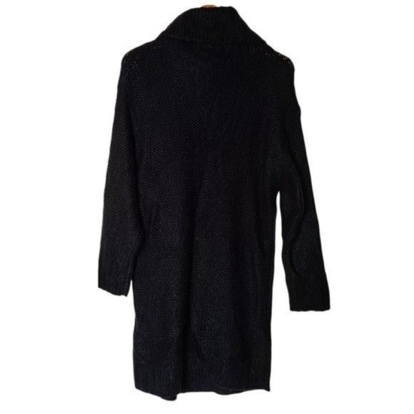 Solutions Chunky Knit Oversized Turtleneck Sweater Dress M Medium NWT Black Whit - Picture 10 of 12